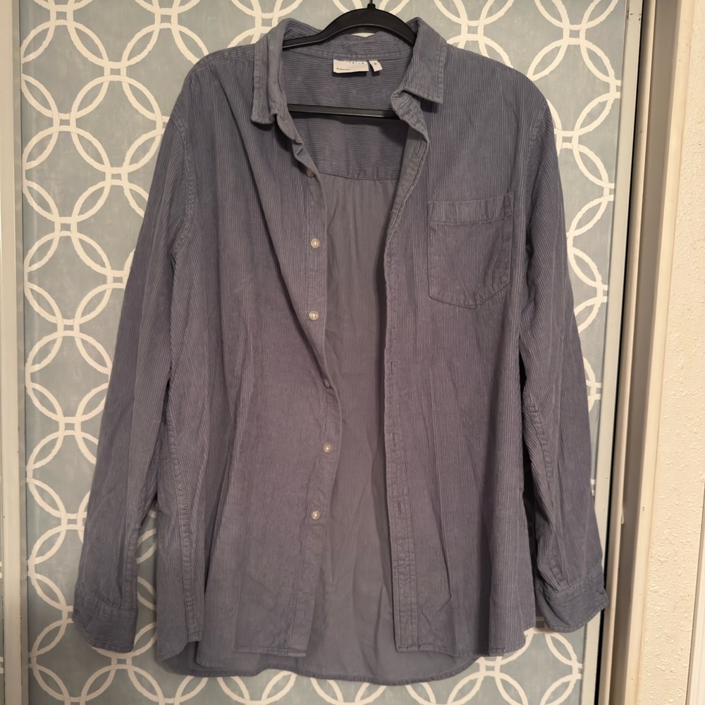Blue Corduroy Button-Up Shirt ASOS